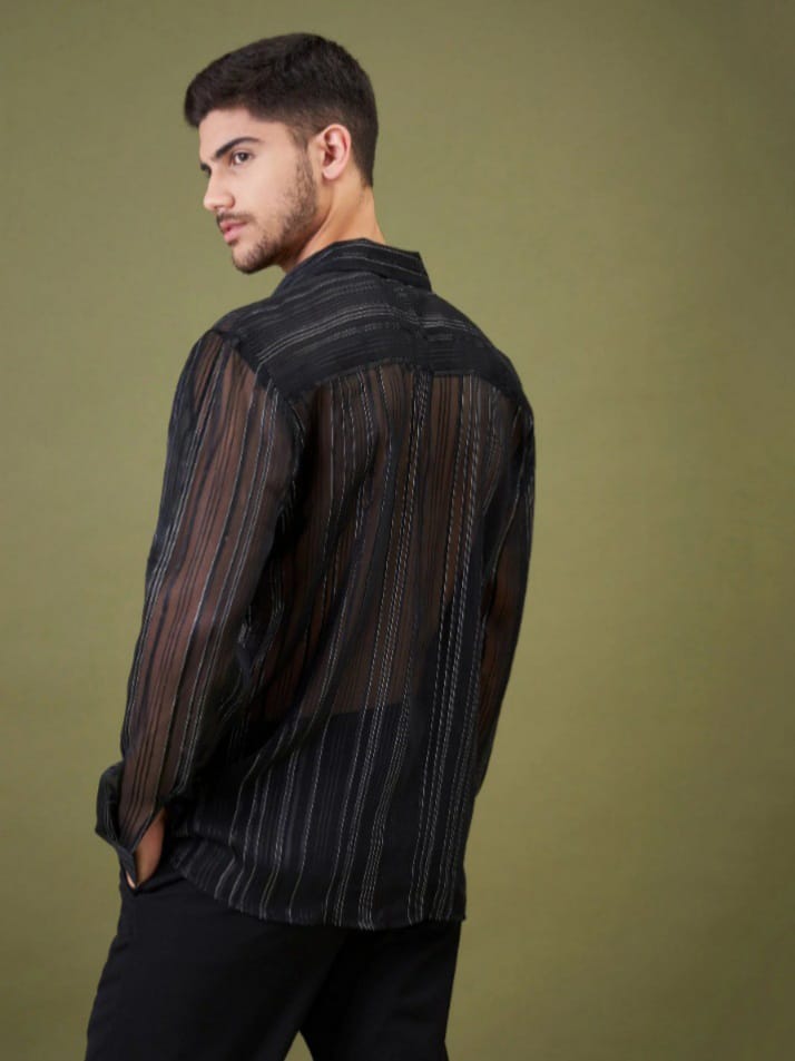 Uptown Funky Unisex Black Lurex Relax Fit Shirt